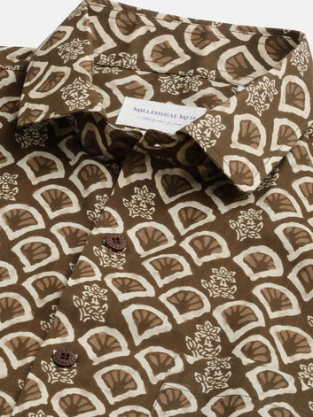 Millennial Men Brown & Beige Cotton  Half Sleeve Shirt for Men-MMH0168