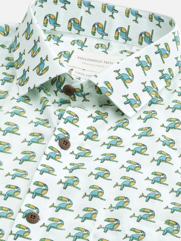 Millennial Men Sky Blue & Teal  Cotton  Half Sleeve Shirt for Men-MMH0178