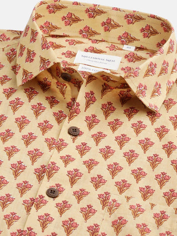 Millennial Men Yellow & Pink Cotton  Half Sleeve Shirt for Men-MMH0183