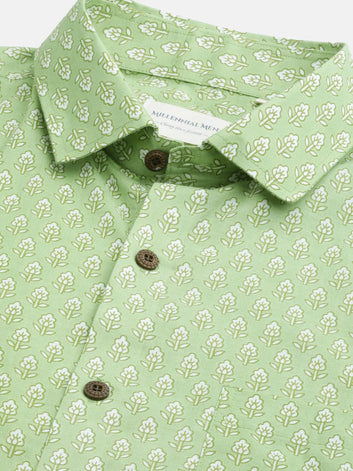 Millennial Men Green & White  Cotton  Half Sleeve Shirt for Men-MMH0189