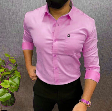 ✨ Premium Quality Full Sleeves Cotton Pink Shirt✨